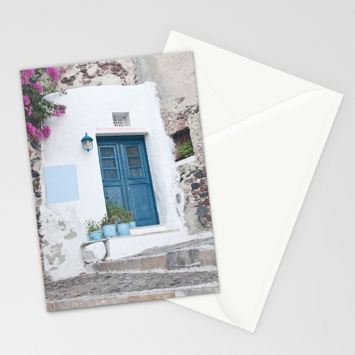 Santorini Oia Blue Door Dream #1 #minimal #wall #decor #art #society6 Stationery Card Gallery Image 2