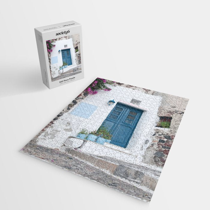 Santorini Oia Blue Door Dream #1 #minimal #wall #decor #art #society6 Jigsaw Puzzle Gallery Image 2
