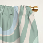 Retro Liquid Swirl Abstract Pattern Celadon Mint Green Baby Blue Beige  Window Curtain Gallery Image 2