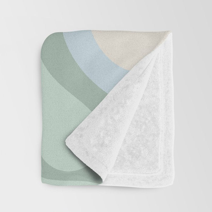 Retro Liquid Swirl Abstract Pattern Celadon Mint Green Baby Blue Beige  Throw Blanket Gallery Image 3