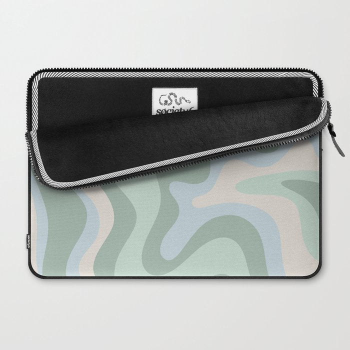 Retro Liquid Swirl Abstract Pattern Celadon Mint Green Baby Blue Beige  Laptop Sleeve Gallery Image 2