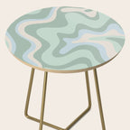 Retro Liquid Swirl Abstract Pattern Celadon Mint Green Baby Blue Beige  Side Table Gallery Image 2