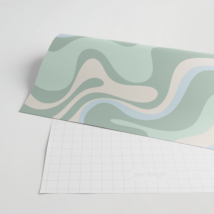 Retro Liquid Swirl Abstract Pattern Celadon Mint Green Baby Blue Beige  Wrapping Paper Gallery Image 2