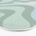 Retro Liquid Swirl Abstract Pattern Celadon Mint Green Baby Blue Beige  Bath Mat Gallery Image 3
