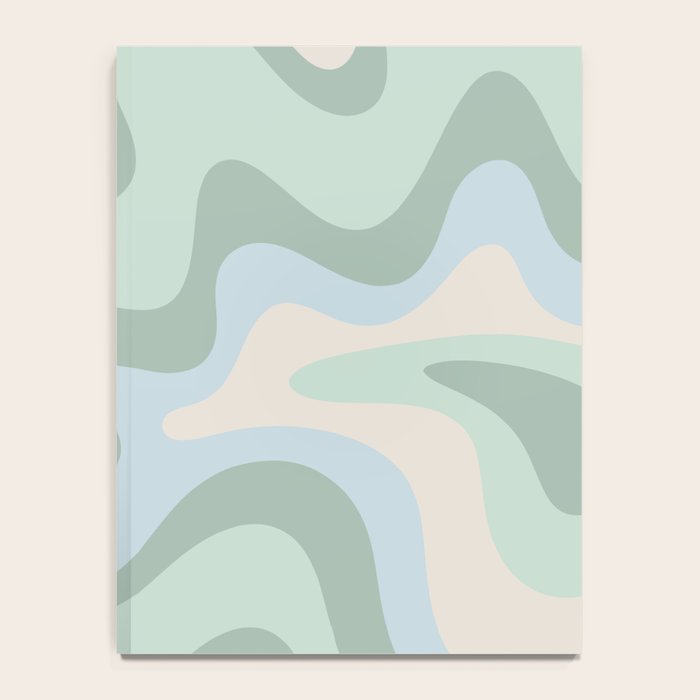 Retro Liquid Swirl Abstract Pattern Celadon Mint Green Baby Blue Beige  Notebook Gallery Image 4
