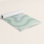 Retro Liquid Swirl Abstract Pattern Celadon Mint Green Baby Blue Beige  Yoga Mat Gallery Image 2