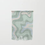Retro Liquid Swirl Abstract Pattern Celadon Mint Green Baby Blue Beige  Wall Hanging Gallery Image 1