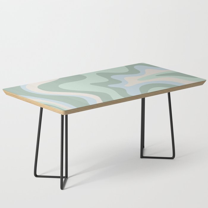 Retro Liquid Swirl Abstract Pattern Celadon Mint Green Baby Blue Beige  Coffee Table Gallery Image 1