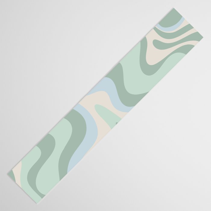 Retro Liquid Swirl Abstract Pattern Celadon Mint Green Baby Blue Beige  Table Runner Gallery Image 3