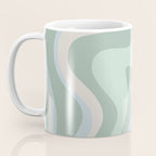 Retro Liquid Swirl Abstract Pattern Celadon Mint Green Baby Blue Beige  Coffee Mug Gallery Image 3