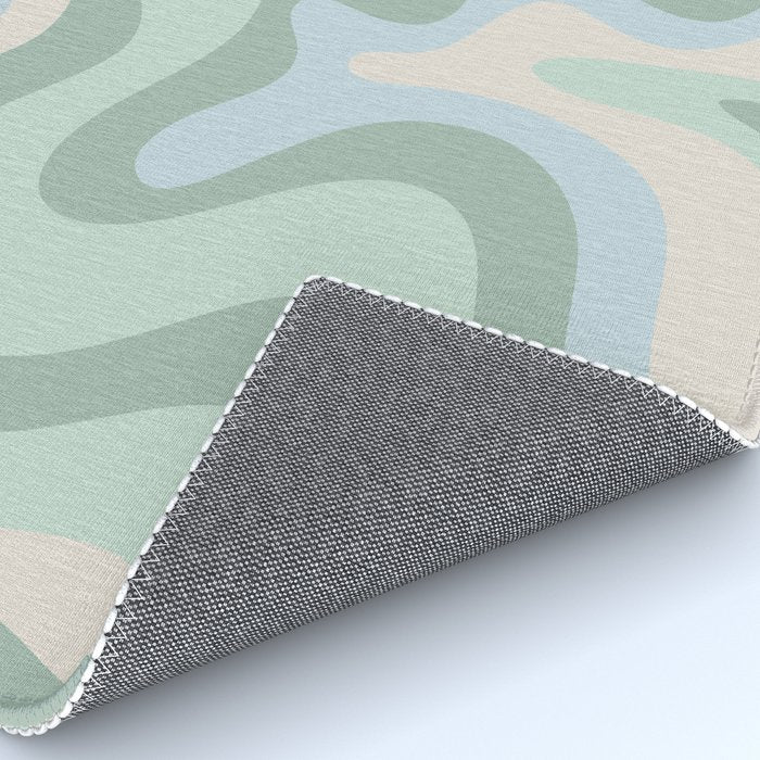 Retro Liquid Swirl Abstract Pattern Celadon Mint Green Baby Blue Beige  Rug Gallery Image 4