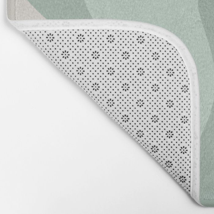 Retro Liquid Swirl Abstract Pattern Celadon Mint Green Baby Blue Beige  Bath Mat Gallery Image 2