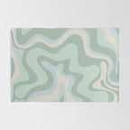 Retro Liquid Swirl Abstract Pattern Celadon Mint Green Baby Blue Beige  Rug Gallery Image 2