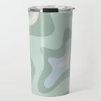 Retro Liquid Swirl Abstract Pattern Celadon Mint Green Baby Blue Beige  Travel Mug Gallery Image 1
