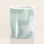 Retro Liquid Swirl Abstract Pattern Celadon Mint Green Baby Blue Beige  Coffee Mug Gallery Image 4