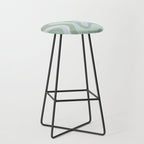 Retro Liquid Swirl Abstract Pattern Celadon Mint Green Baby Blue Beige  Stool Gallery Image 1