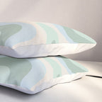 Retro Liquid Swirl Abstract Pattern Celadon Mint Green Baby Blue Beige  Pillow Sham Gallery Image 3