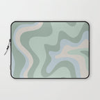 Retro Liquid Swirl Abstract Pattern Celadon Mint Green Baby Blue Beige  Laptop Sleeve Gallery Image 1