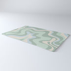 Retro Liquid Swirl Abstract Pattern Celadon Mint Green Baby Blue Beige  Rug Gallery Image 3