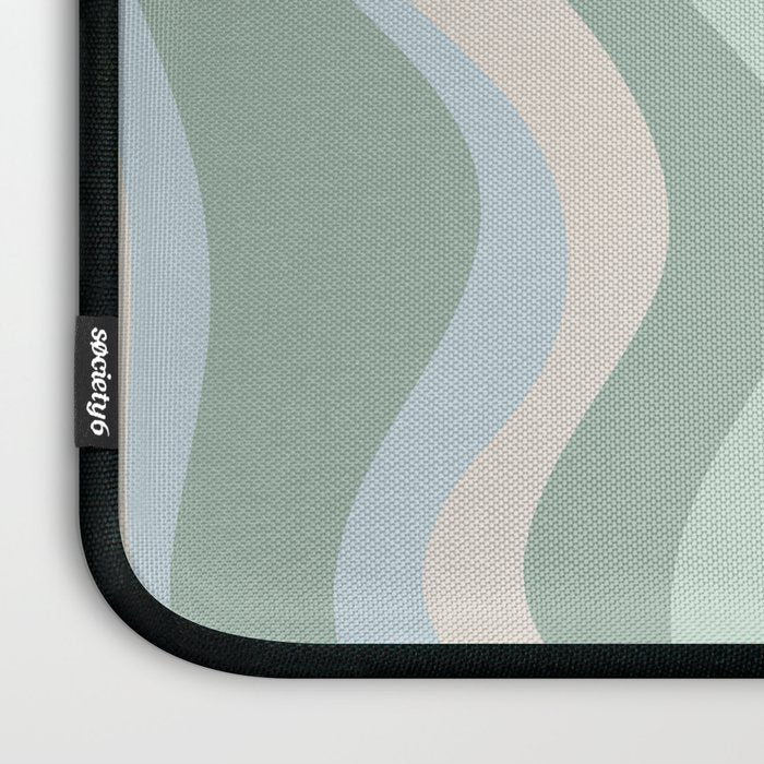 Retro Liquid Swirl Abstract Pattern Celadon Mint Green Baby Blue Beige  Laptop Sleeve Gallery Image 3