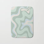 Retro Liquid Swirl Abstract Pattern Celadon Mint Green Baby Blue Beige  Bath Mat Gallery Image 1