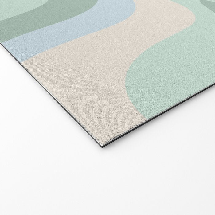 Retro Liquid Swirl Abstract Pattern Celadon Mint Green Baby Blue Beige  Welcome Mat Gallery Image 2