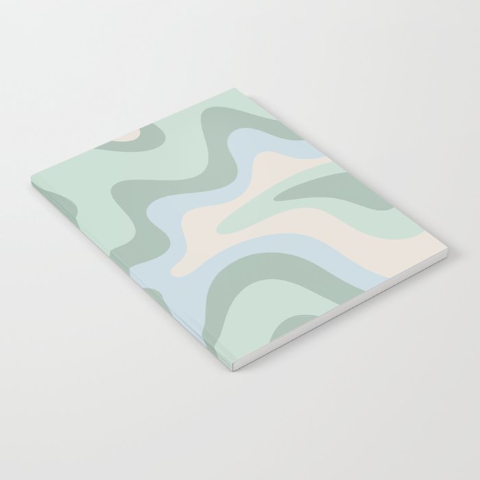Retro Liquid Swirl Abstract Pattern Celadon Mint Green Baby Blue Beige  Notebook Gallery Image 2