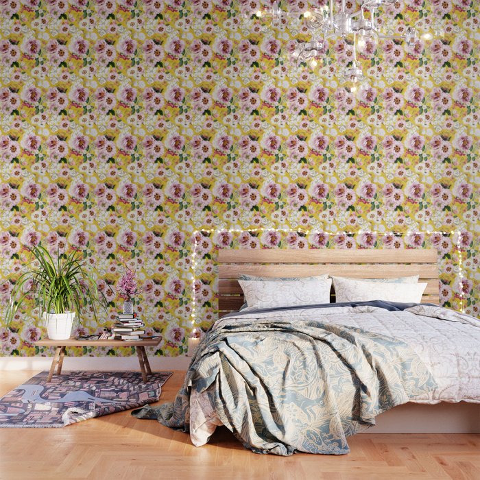 Vintage & Shabby Chic - Colorful Spring Flower Peony Botanical Garden Wallpaper Gallery Image 3