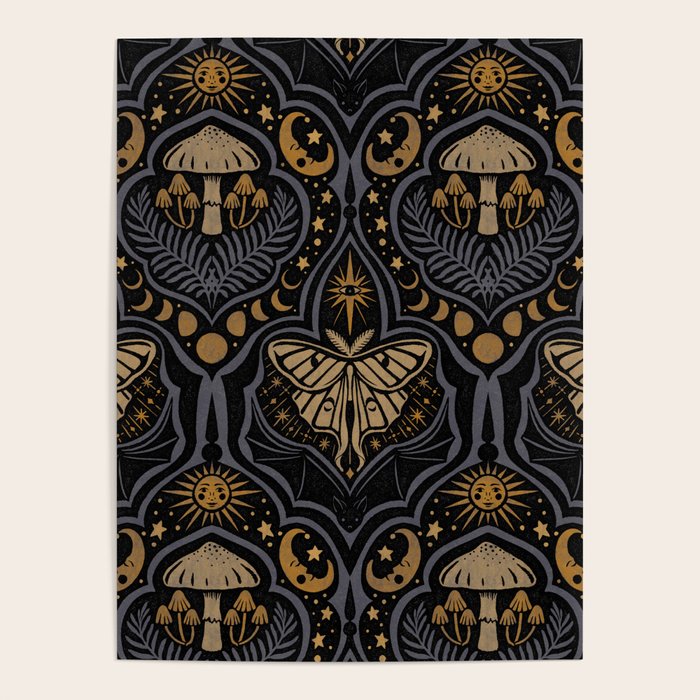 Celestial Forest Damask - Midnight Poster Gallery Image 4