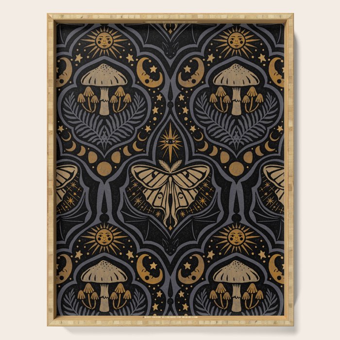 Celestial Forest Damask - Midnight Serving Tray Gallery Image 1