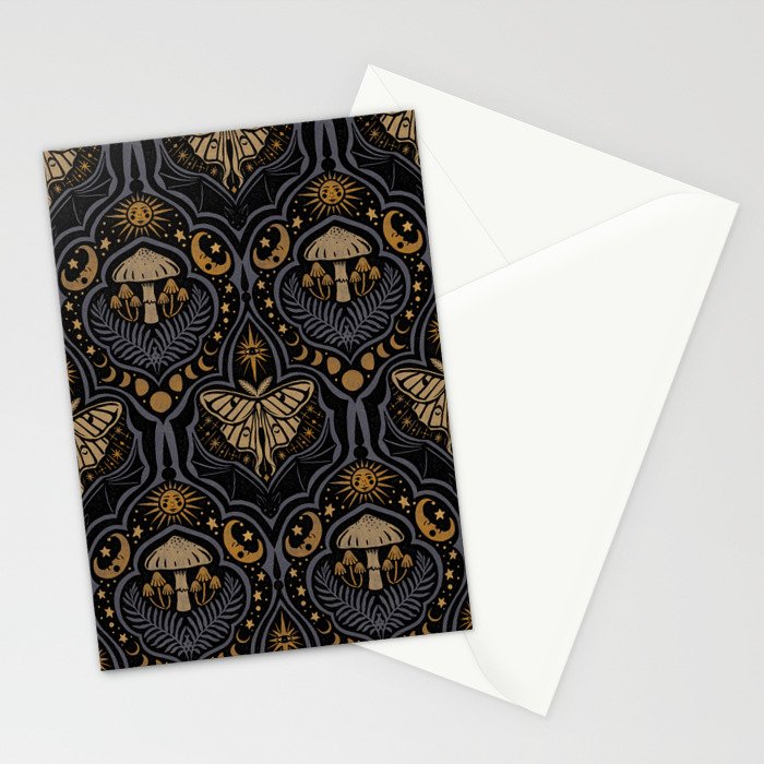 Celestial Forest Damask - Midnight Stationery Card Gallery Image 2