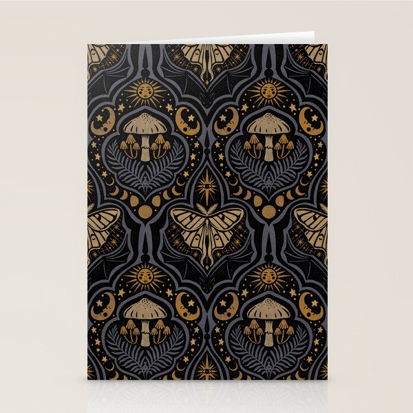 Celestial Forest Damask - Midnight Stationery Card Gallery Image 1