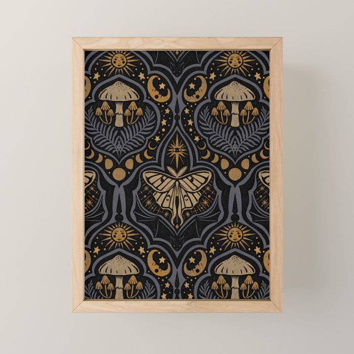 Celestial Forest Damask - Midnight Mini Art Print Gallery Image 1