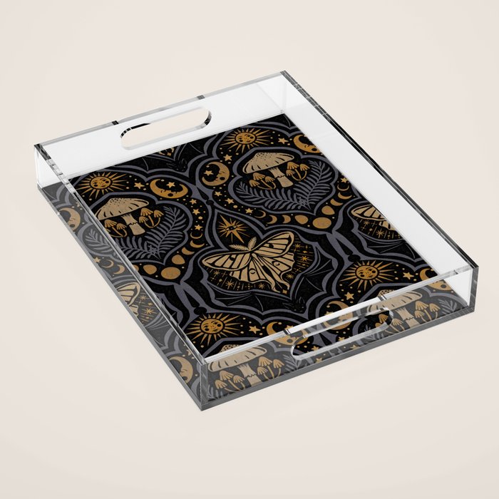 Celestial Forest Damask - Midnight Acrylic Tray Gallery Image 1