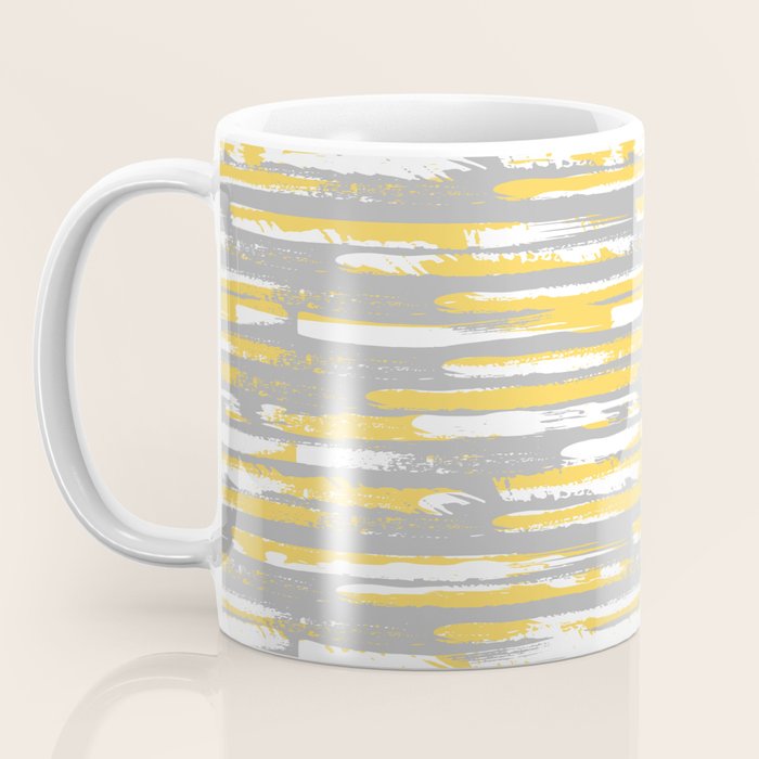 Colorful Stripes, Abstract Art, Yellow and Gray Coffee Mug Gallery Image 3