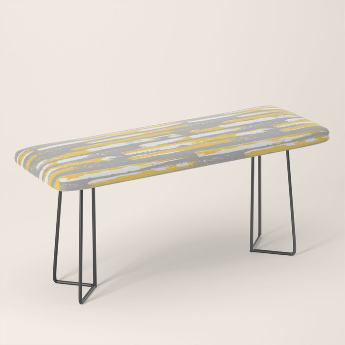 Colorful Stripes, Abstract Art, Yellow and Gray Bench Gallery Image 1