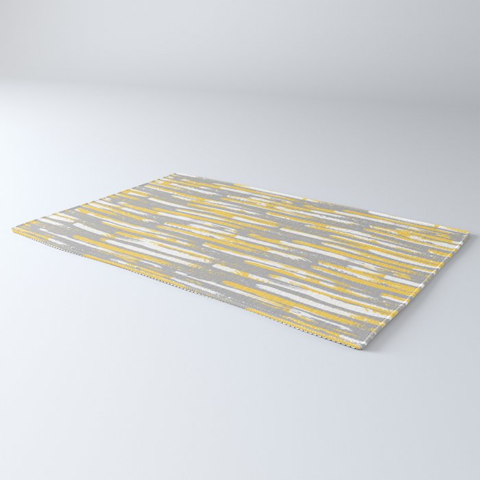 Colorful Stripes, Abstract Art, Yellow and Gray Rug Gallery Image 3