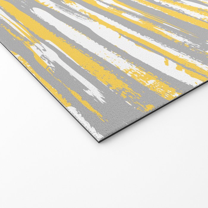 Colorful Stripes, Abstract Art, Yellow and Gray Welcome Mat Gallery Image 2