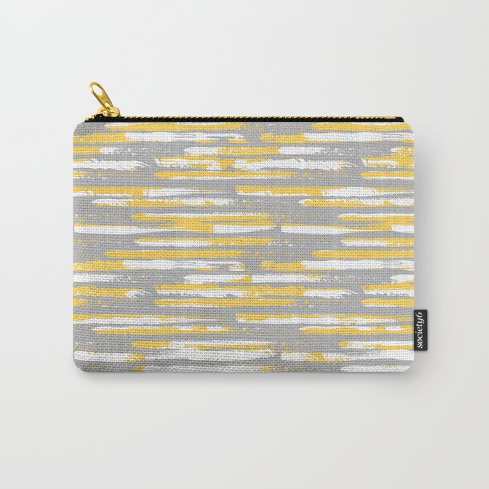Colorful Stripes, Abstract Art, Yellow and Gray Carry All Pouch Gallery Image 1