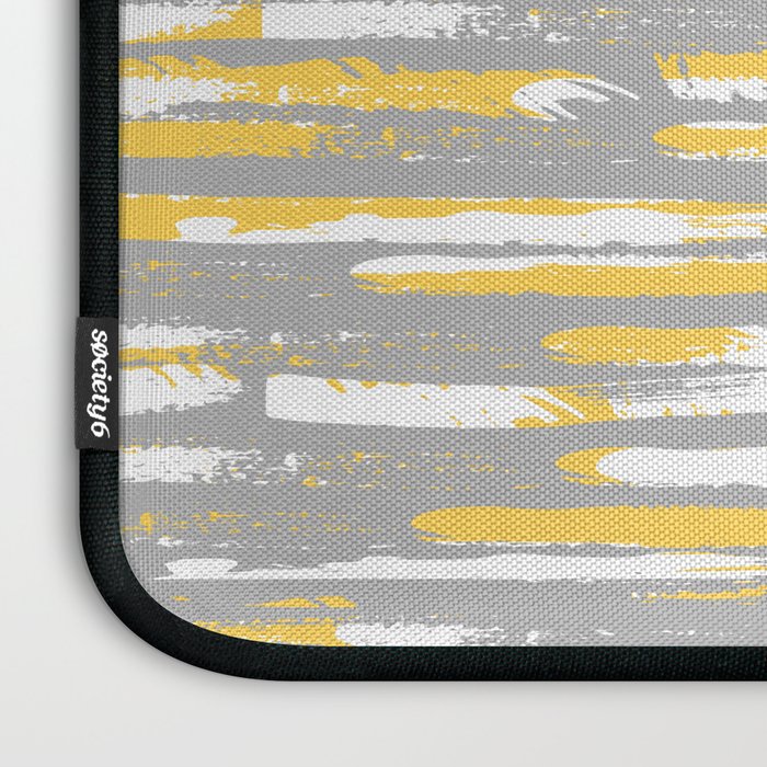 Colorful Stripes, Abstract Art, Yellow and Gray Laptop Sleeve Gallery Image 3