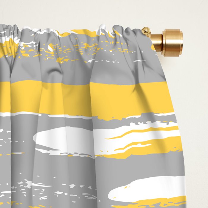 Colorful Stripes, Abstract Art, Yellow and Gray Window Curtain Gallery Image 2