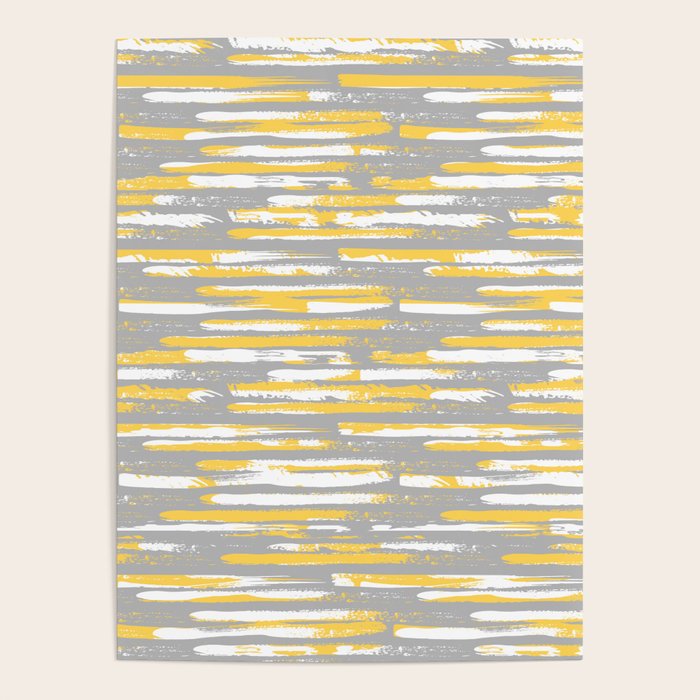 Colorful Stripes, Abstract Art, Yellow and Gray Poster Gallery Image 4