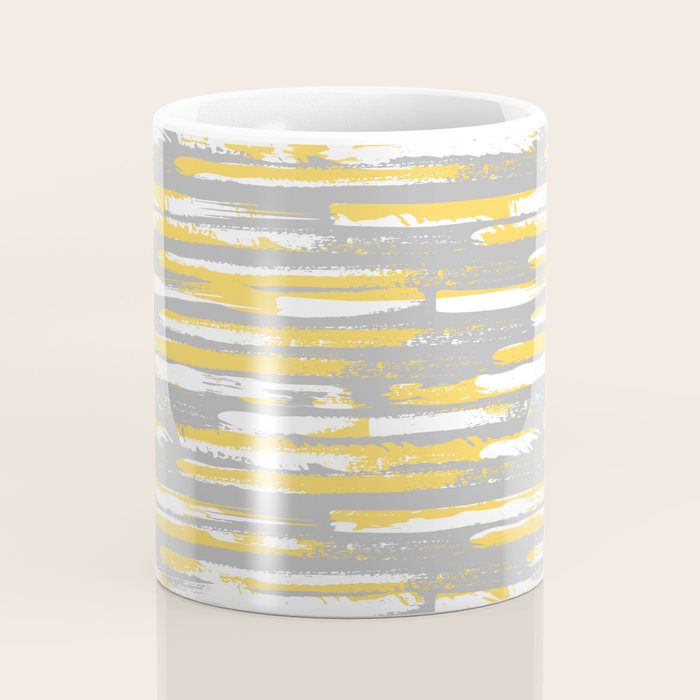 Colorful Stripes, Abstract Art, Yellow and Gray Coffee Mug Gallery Image 4