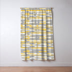 Colorful Stripes, Abstract Art, Yellow and Gray Window Curtain Gallery Image 3