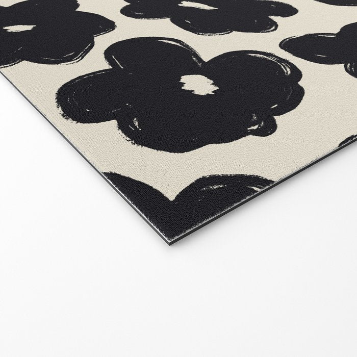 Daisies Pattern NO.1 | Black White Welcome Mat Gallery Image 2