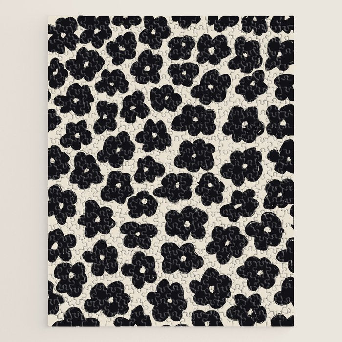 Daisies Pattern NO.1 | Black White Jigsaw Puzzle Gallery Image 1