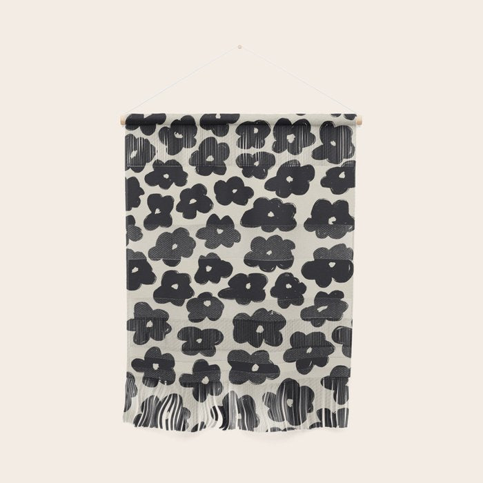 Daisies Pattern NO.1 | Black White Wall Hanging Gallery Image 1