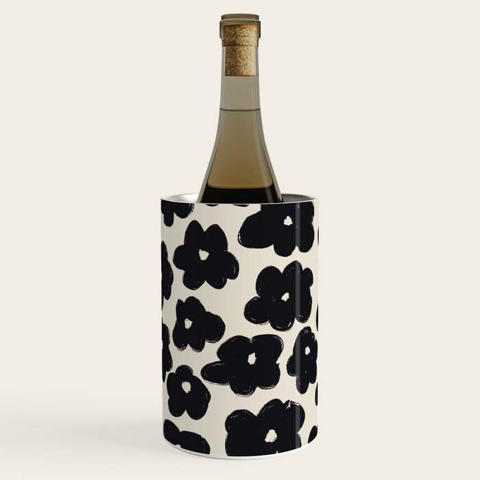 Daisies Pattern NO.1 | Black White Wine Chiller Gallery Image 1