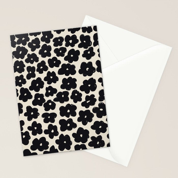 Daisies Pattern NO.1 | Black White Stationery Card Gallery Image 2