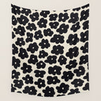 Daisies Pattern NO.1 | Black White Wall Tapestry Gallery Image 4